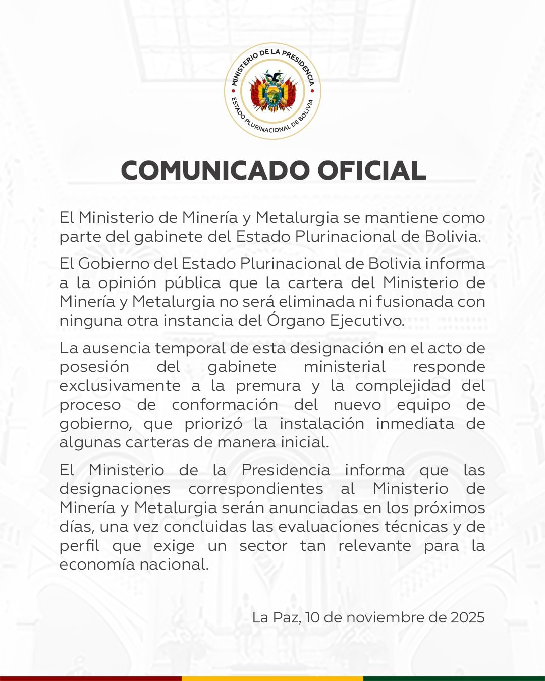 COMUNICADO OFICIAL